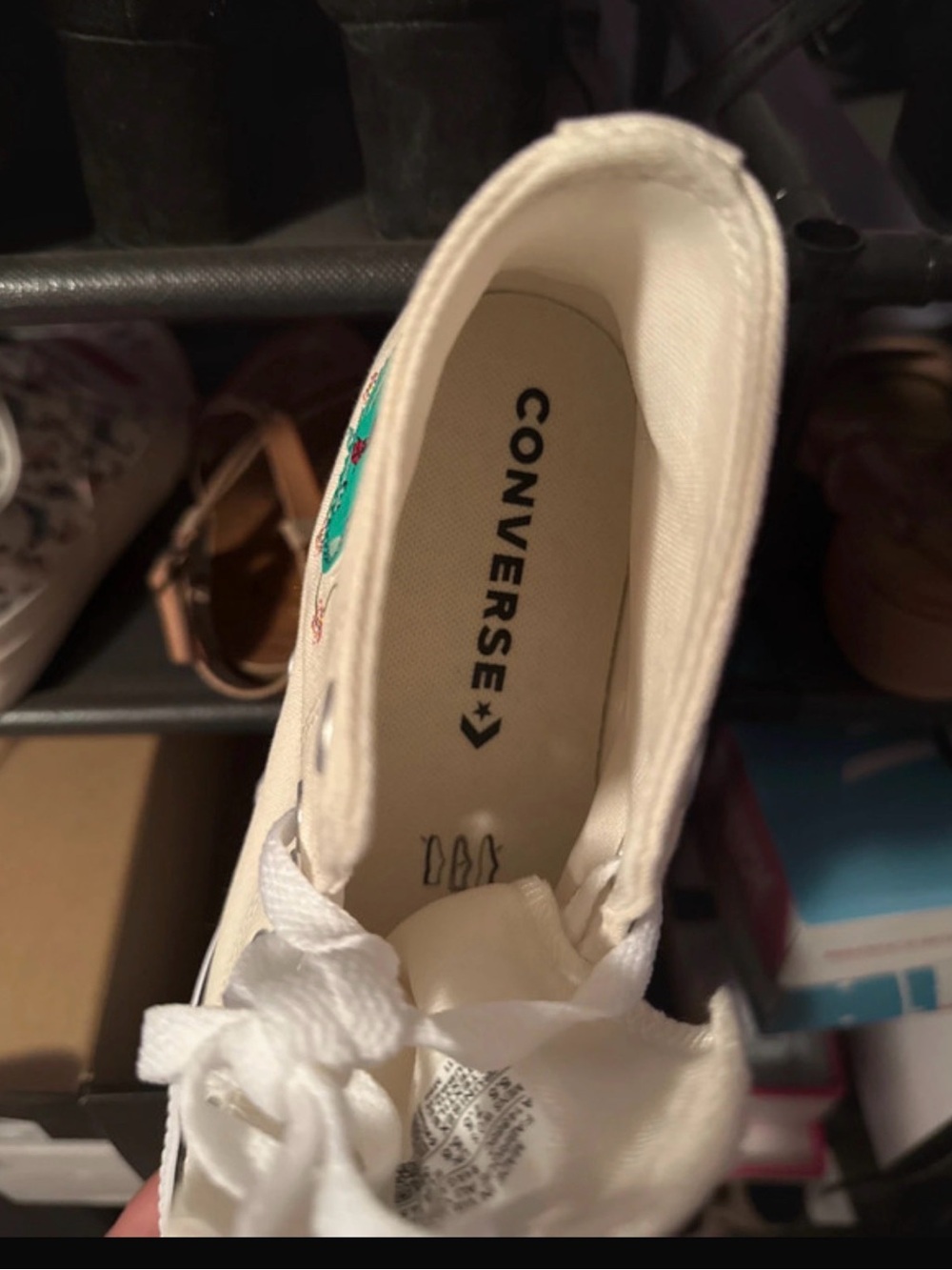 NEW Converse High-Top Sneakers in Cream with Floral Frog Embroidery - Picture 5 of 5